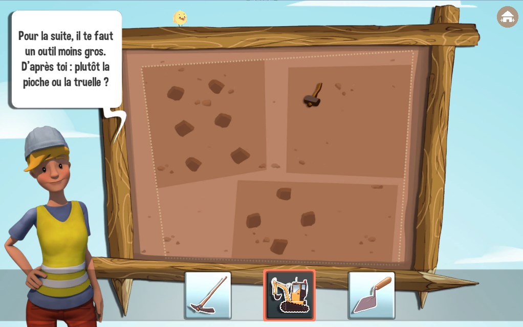 Le joueur est amené à réaliser les différentes étapes de la fouille en sélectionnant les outils adéquats