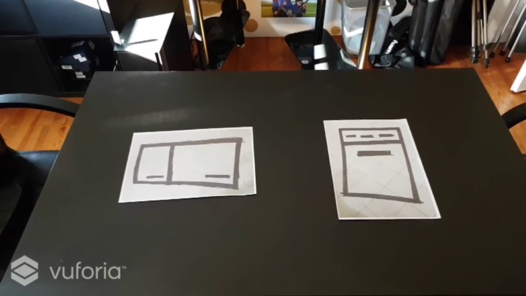 La réalité augmentée fonctionne ici avec des marqueurs tracés à la main, sur papier libre