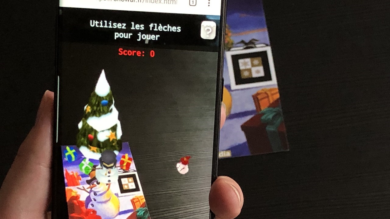 L'application SnowAR se lance et fait apparaître un jeu addictif