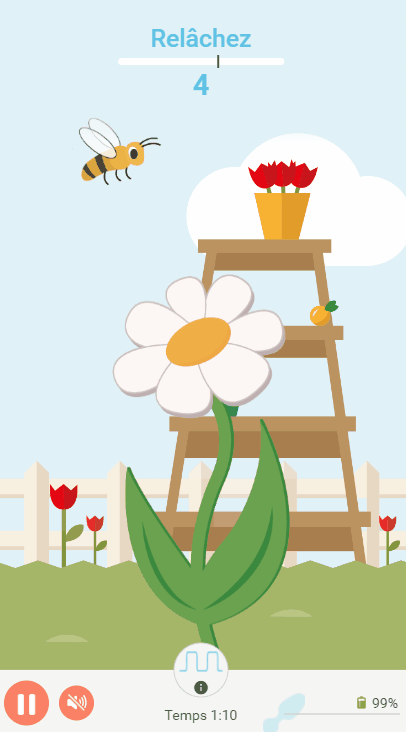 L'abeille volera de fleur en fleur et l'utilisatrice contracte pour butiner