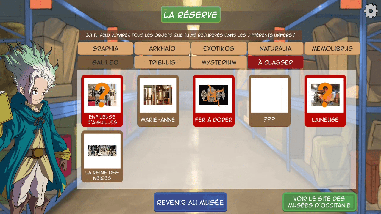 La « réserve » est un Musée Virtuel où sont représentés des objets de différents Musées de la Région Occitanie